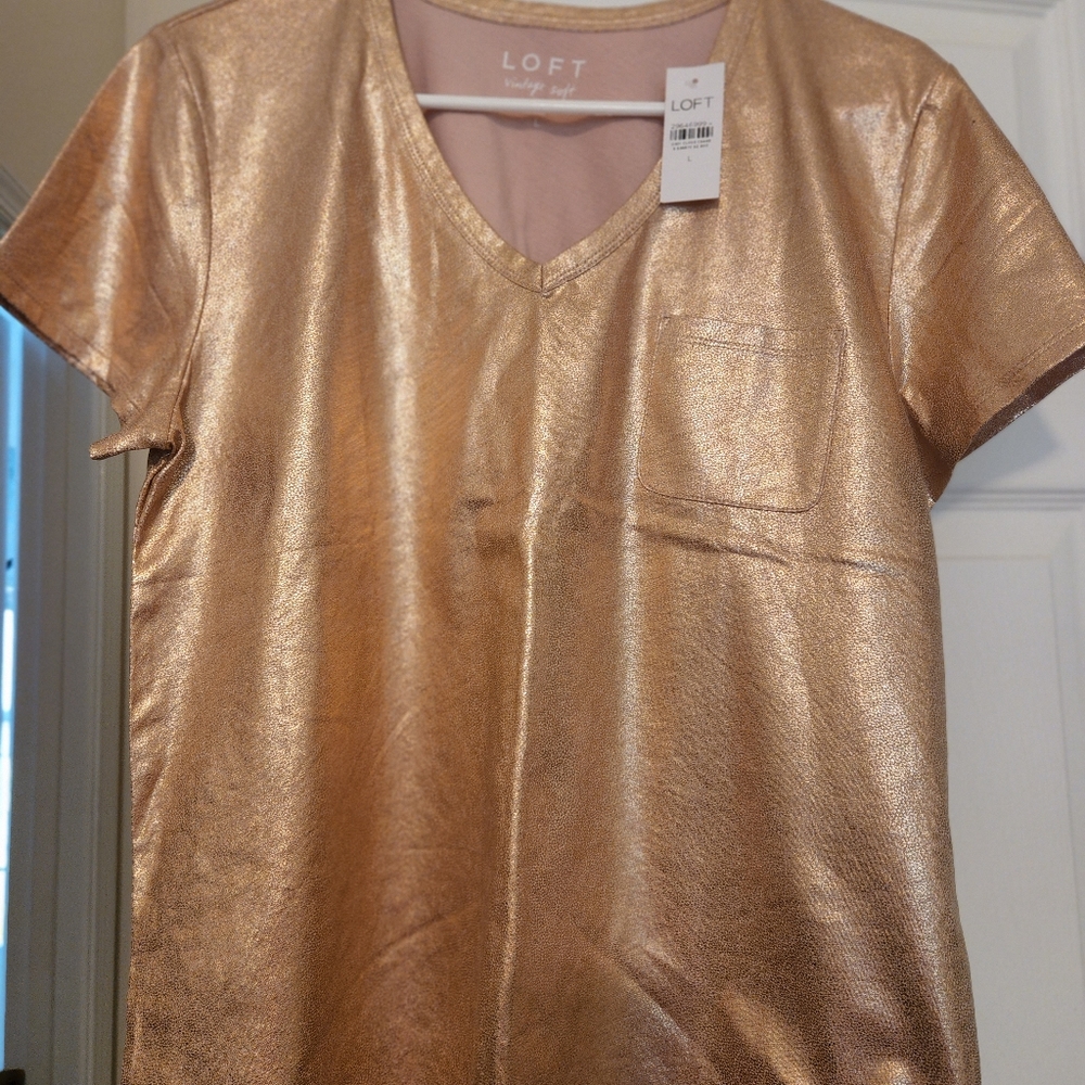 Loft rose gold t-shirt. Size large.